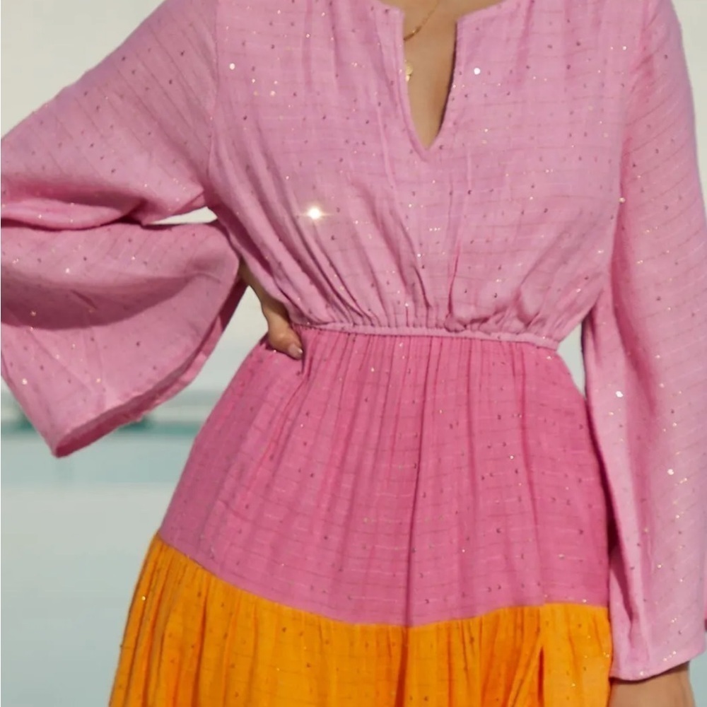 PQ Swim Rainbow Colorblock Maxi Dress Beach Coverup XS/S NWT - Picture 9 of 12